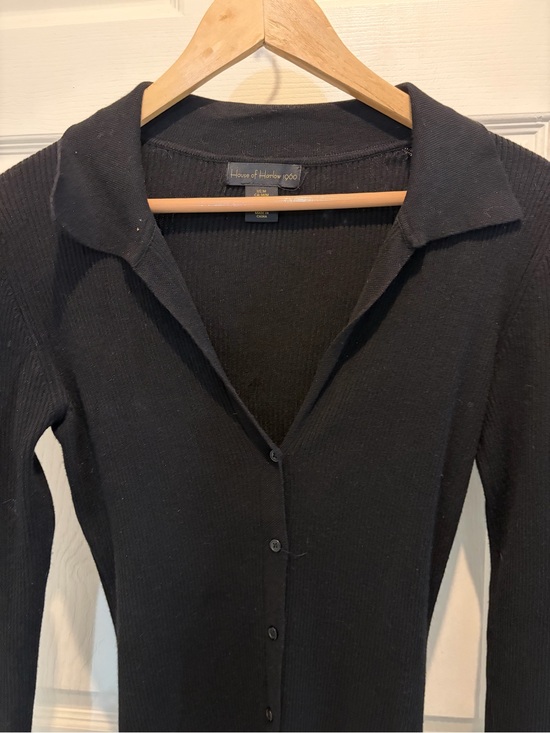 House Of Harlow 1960 Black Ribbed Button Front Sweater Dress, Medium House Of Harlow 1960 Black Ribbed Button Front Sweater Dress, Medium